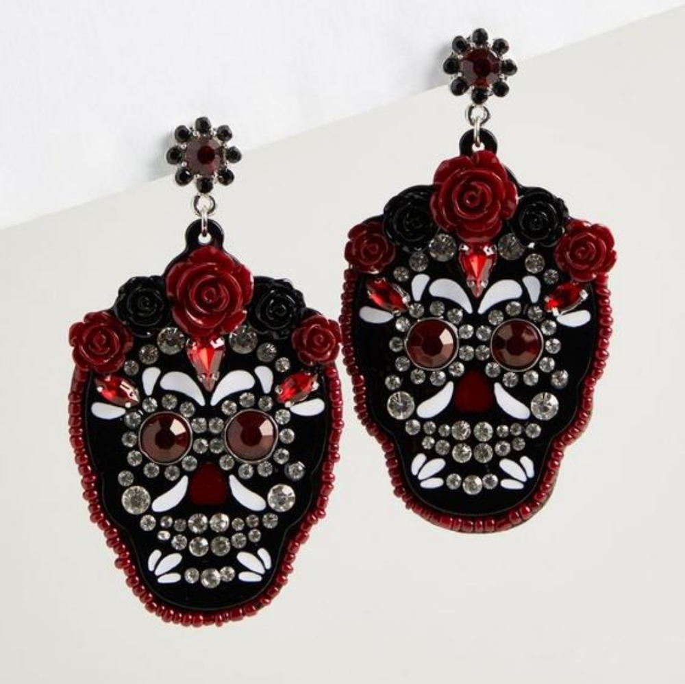 NIP | Torrid Sugar Skull Rhinestone Earrings